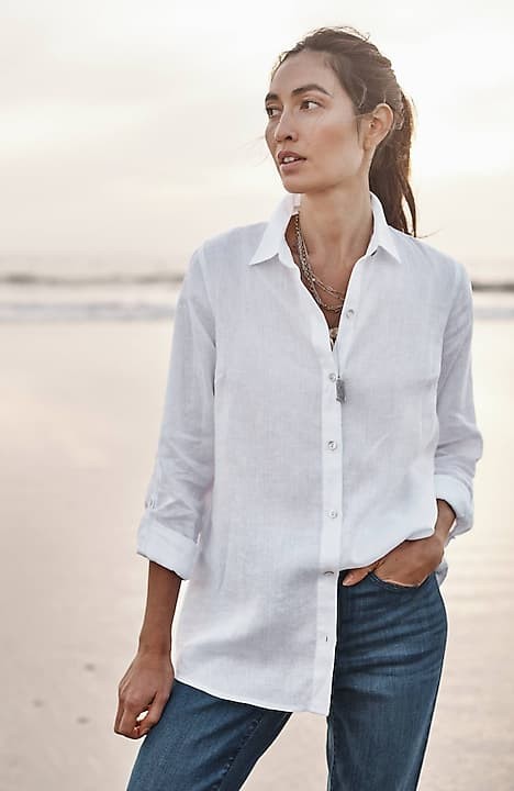 J. Jill Navy Linen Button Up Shirt Long Sleeve 4X