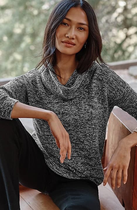 Pure Jill Marled Cowl-Neck Sweater
