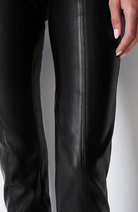 Tapered-Leg Vegan Leather Pants, Regular