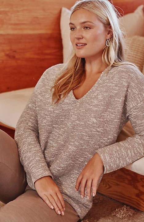 Pure Jill Marled V-Neck Sweater Tunic