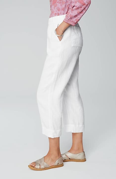 Women's Tall Pure Jill Linen Trapunto-Stitched Pants (White) (Size: St) | J.Jill