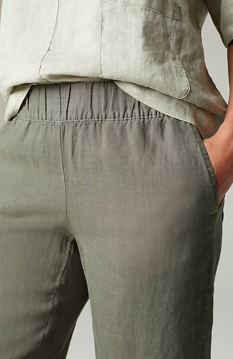 J.JILL Linen Stretch Purple Side Zip Crop Button Detail Pants
