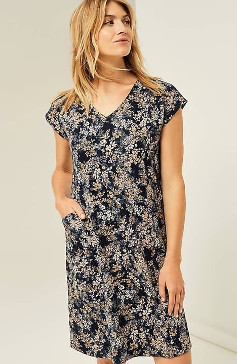 J.Jill 100% Cotton Floral Multi Color Teal Casual Dress Size 3X