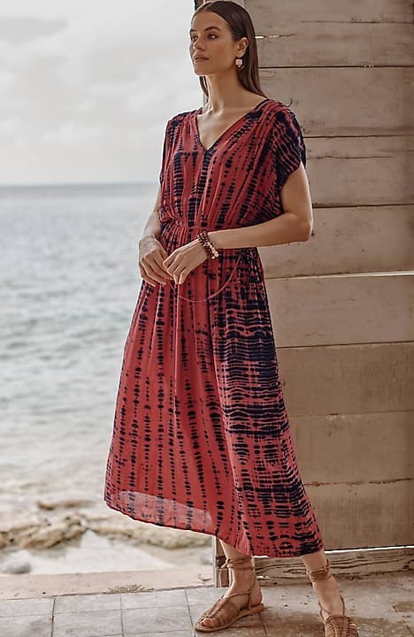 Jjill J.jill Linen A-line Maxi Dress In Breeze Abstract Palm Leaf | ModeSens