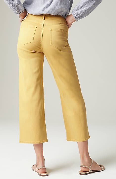 J Jill Love Linen Golden Pants Yellow Crop Wide Leg Side Zip High Rise XL  Tall