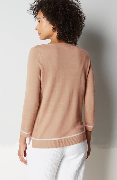 LINEN-BLEND EMBROIDERED SWEATER