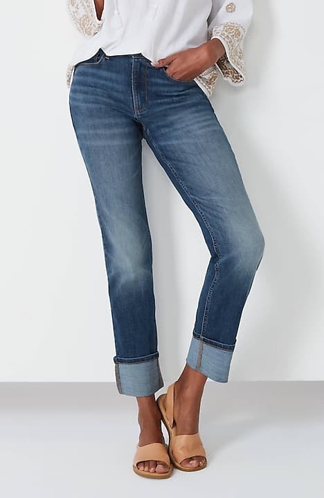 High-Rise Wide-Cuffed Jeans