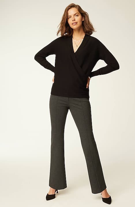 Pull-on Bootcut Trousers with Belt Loops & Tummy Control