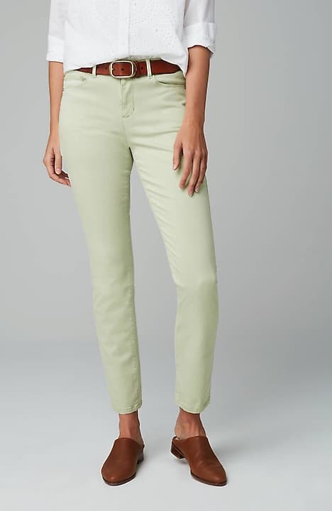 Green TENCEL slimming effect skinny pants Online Shopping