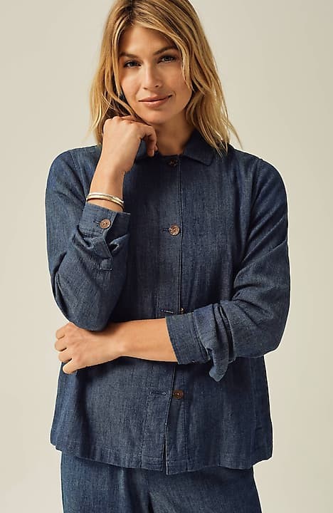 J Jill Corduroy Shirt Long Sleeve Button Up Blue Pockets Women Medium  Petite