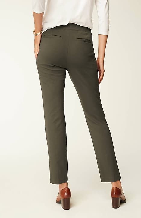 J. Jill Ponte Slim Leg Dimond Print Pants Stretchy Black & Gray Size Medium