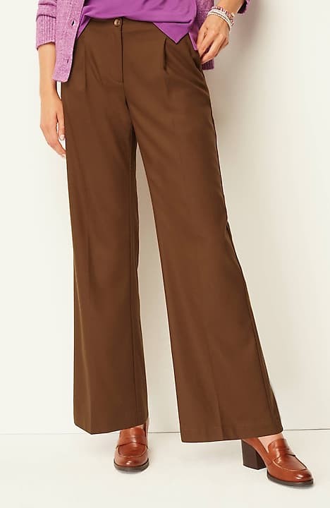 Brushed Jersey Pleated Wide Leg Trousers (Long)