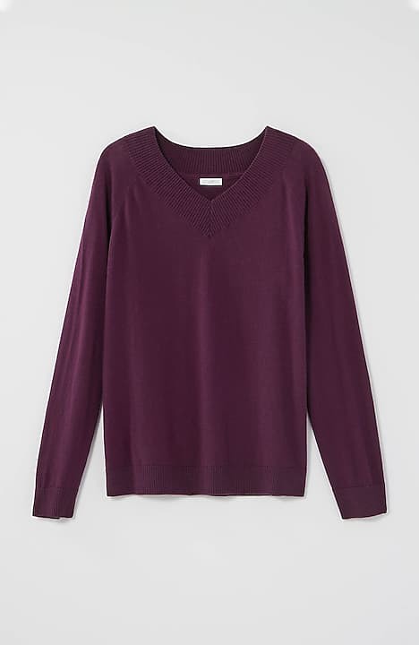 J. Jill Purple V-Neck Sweaters