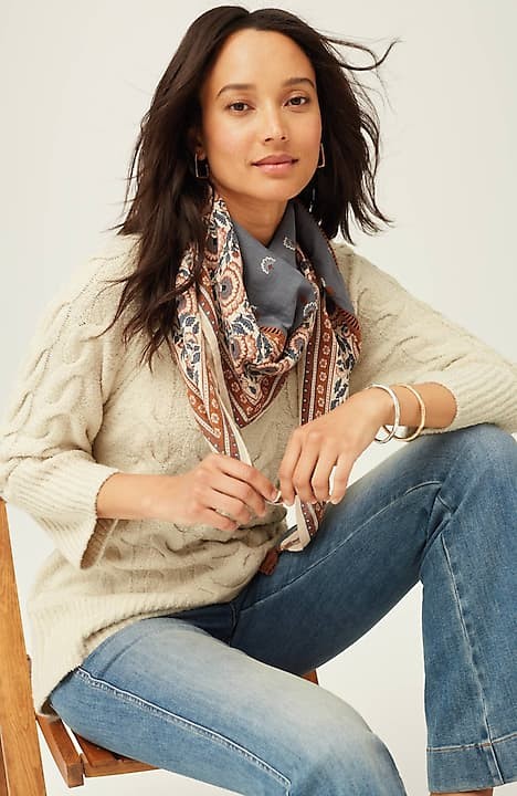 NEW J Jill Pure Jill Cotton Wool Blend Beige Sweater Size XS Pullover Cable  Knit