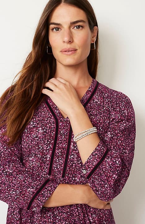 J Jill Pink Mauve Floral Embroidered Tee Shirt Women's Size Petite XL -  beyond exchange