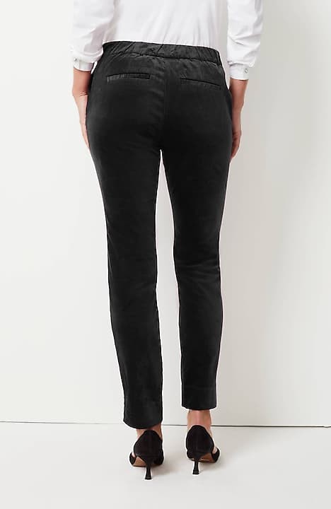 Pure Jill Velour Slim-Leg Pants