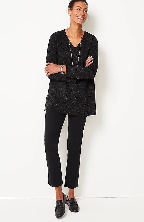 J. Jill Wearever Black Double-V-Neck Back-Pleat Dress NWT Size XL