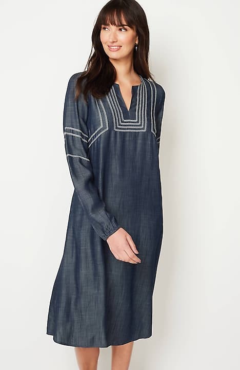 Jjill J.jill Pure Jill Kantha-stitched Linen Dress In Fresh Air Multi
