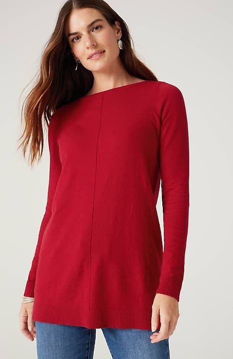 J.Jill V-Neck Sweater Womens Large Bright Red Soft Stretchy - $25