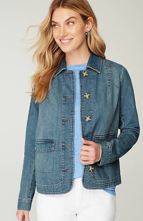 J Jill Shirt Womens Medium Teal Blue Metal Buttons Long Sleeve Cotton