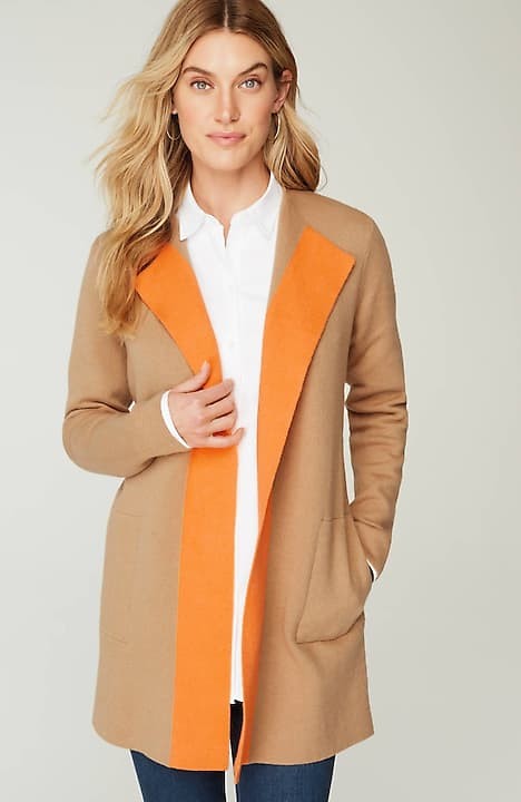 Orange & Blue Color Block Flare-Sleeve Open Cardigan – Jolie