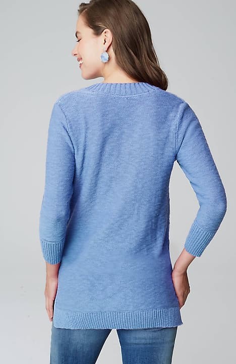 J. JILL Sweater Size P Medium Teal Blue Ribbed Knit Fall Gorgeous