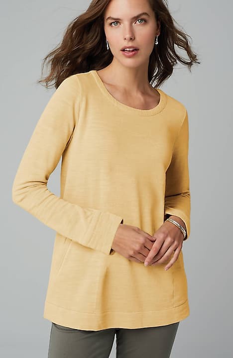Pure Jill J.Jill Size Petite Medium PM 100% Linen Top Yellow Striped  Lagenlook