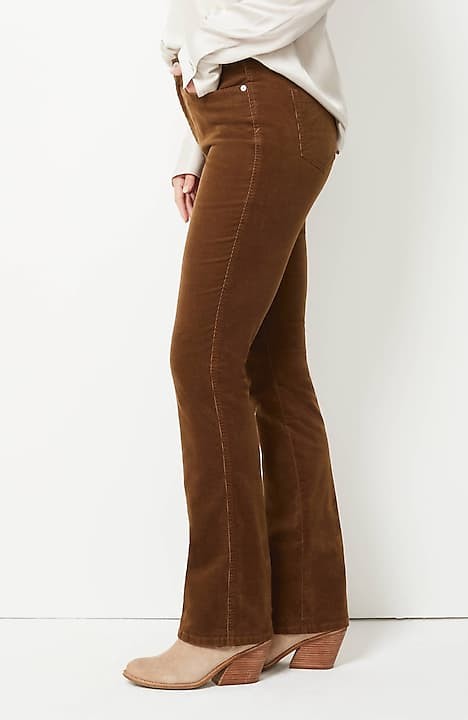 J Jill Pants Womens 14 Tall Brown Velvet Straight Leg Five Pocket