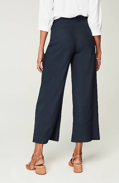 J Jill Stretch Womens Capri Pants Size 14 Petite Gray Mid-Rise Linen Blend  Crop