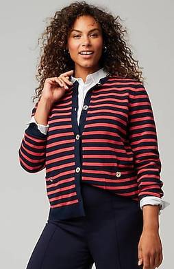Wearever Contrast-Trim Textured Sweater Jacket