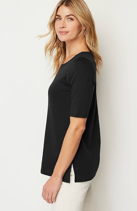 J.Jill - 4X - NEW Pima Scoop-Neck Elbow-Sleeve Tee- NWT