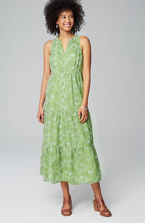 J. Jill Tiered Embroidered Maxi Dress