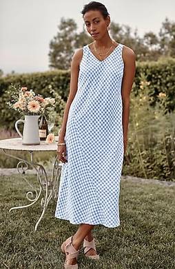 Jjill J.jill Pintucked Linen Dress In Cerulean Paisley Floral | ModeSens