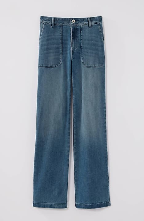 Jjill J.jill High-rise Straight-leg Patch-pocket Jeans In Light Barley