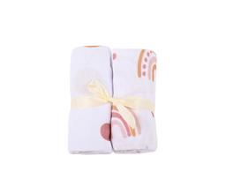 Set de mantas de muselina Calic Arcoíris 2 pzas 105X95 - Rosa