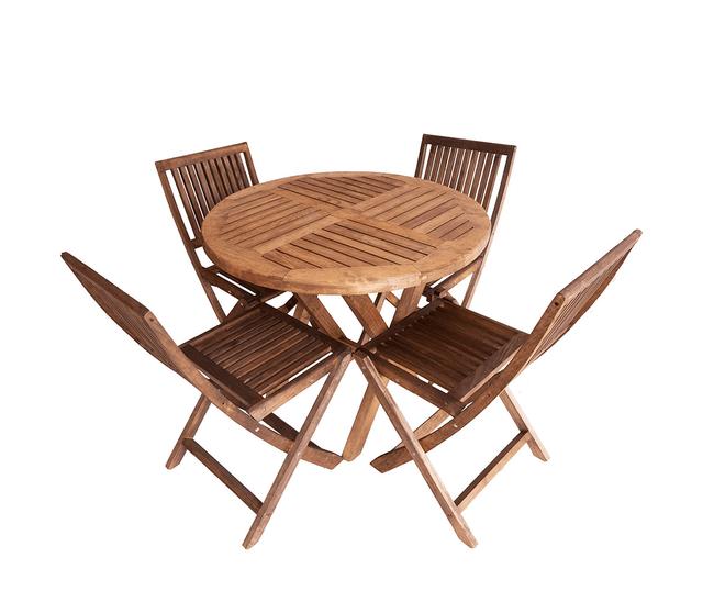 Set de 4 sillas Itzel - Nogal + Mesa de comedor circular Itzel - Nogal