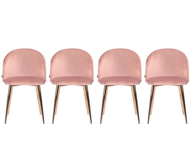 Set de 4 sillas Jonotla velvet pata cobre - Rosa