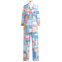 Block Stripe Blue/Tangerine Pajama