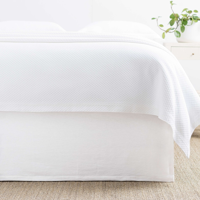 Bedskirt- -3 Sided Coverage-1000 TC 100% Cotton-White Solid_.£ Extra Wall 