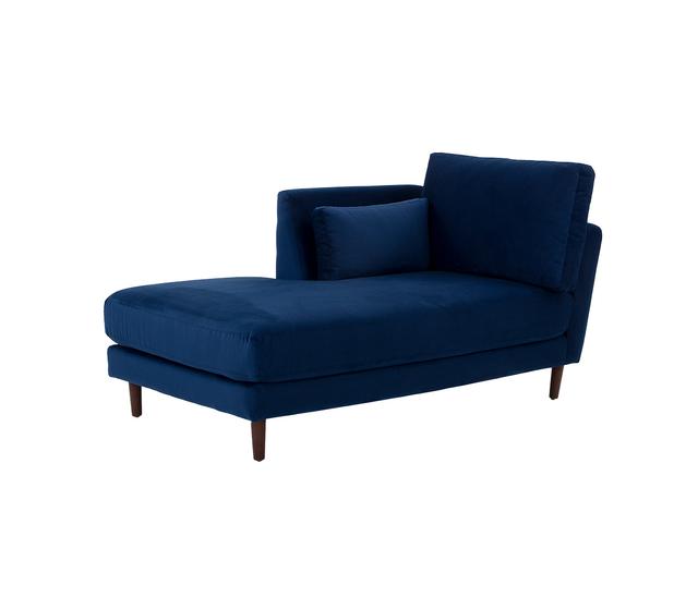 Chaise lounge brazo izquierdo Levanto pata nogal - Azul oscuro