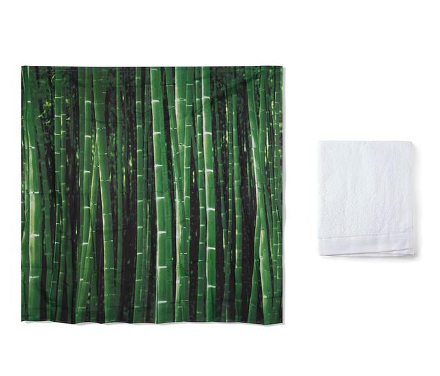 Cortina de baño Bamboo + toalla de baño - Verde