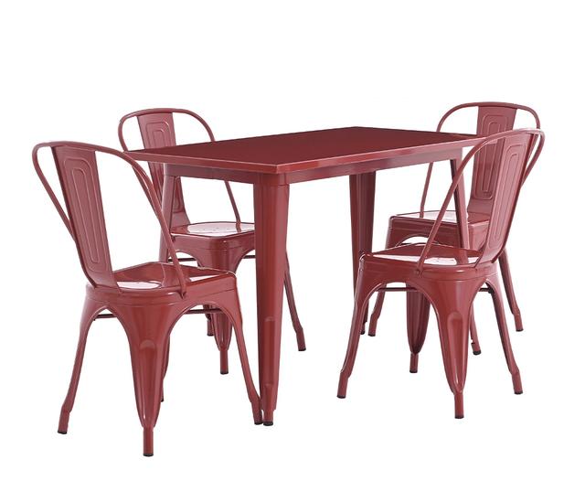 Mesa de comedor 120 cm + 4 sillas Tolix A - Rojo
