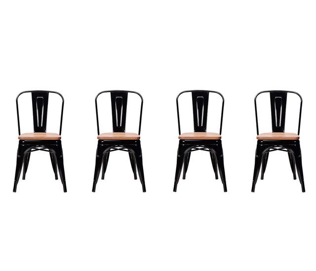 Set de 4 sillas réplica Tolix con madera - Negro