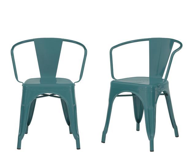 Set de 2 sillas con brazos Tolix - Azul