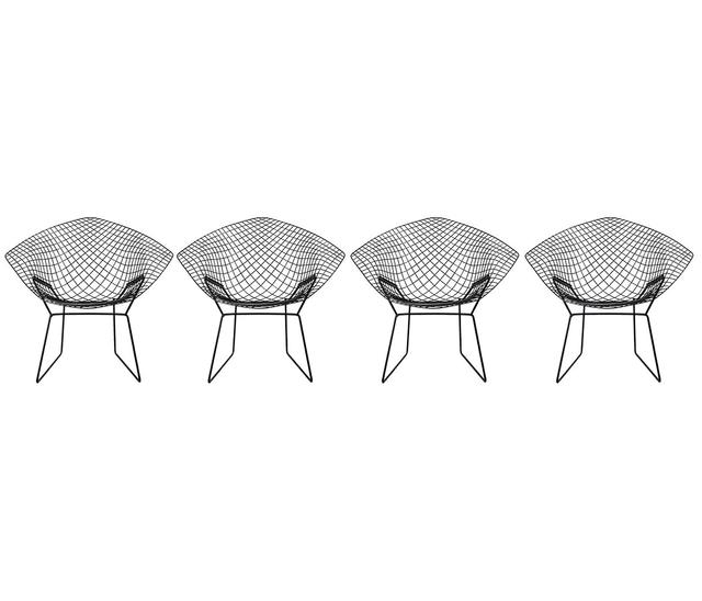 Set de 4 sillas replica Bertoia Diamond - Negro