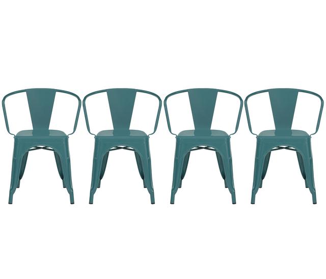 Set de 4 sillas con brazos Tolix - Azul