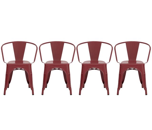 Set de 4 sillas con brazos Tolix - Rojo