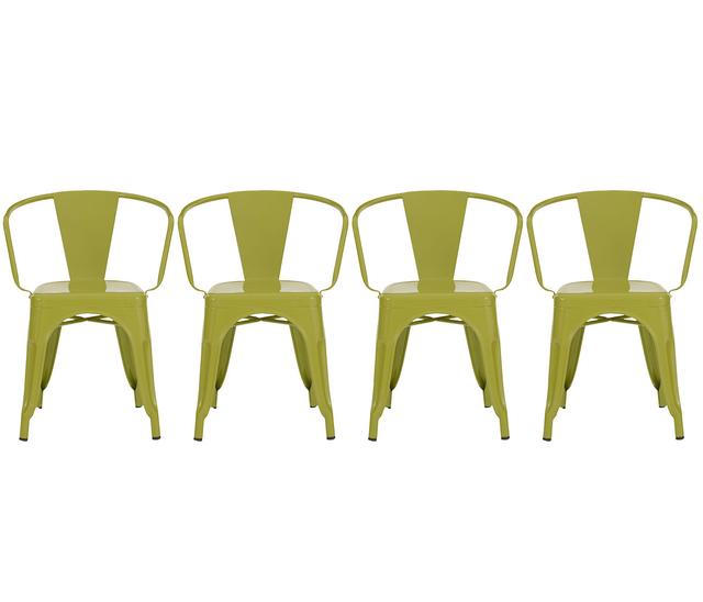 Set de 4 sillas con brazos Tolix - Verde