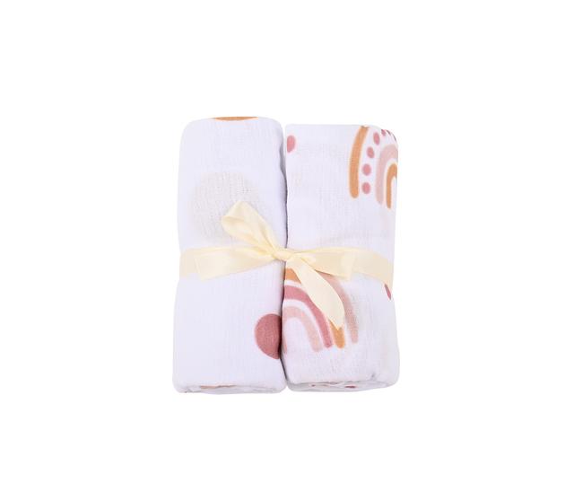 Set de mantas de muselina Calic Arcoíris 2 pzas 105X95 - Rosa