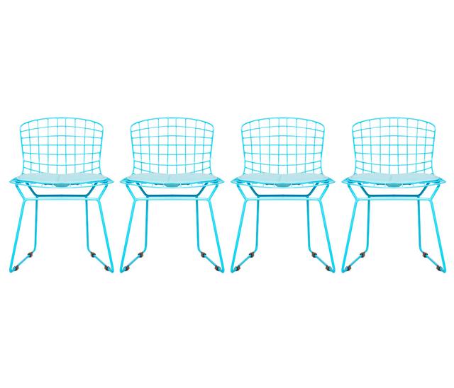Set 4 sillas replica Bertoia Kids - Azul
